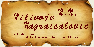 Milivoje Nagraisalović vizit kartica